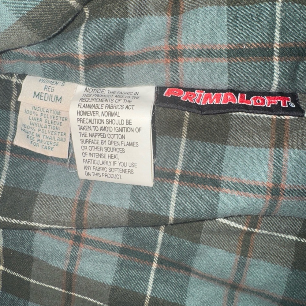 Vtg L.L. Bean Chore Barn Jacket Canvas Coat Womens M Red Primaloft Plaid Lining - Picture 7 of 13